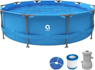 Avenli Frame Plus Pool Set 366 x 76 cm, Aufstellpool rund, mit Pumpe, blau