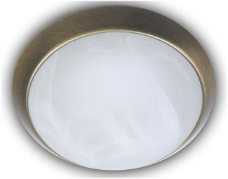 LED-Deckenleuchte rund, Glas Alabaster, Dekorring Altmessing, Ø 25cm