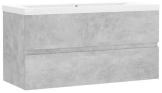 vidaXL Waschbeckenunterschrank mit Einbaubecken Betongrau Spanplatte [3071562]