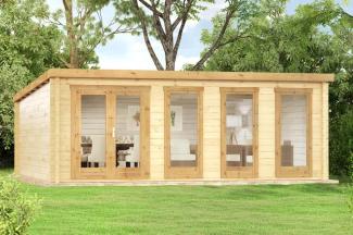 Alpholz Gartenhaus Atrium-D Gartenhaus aus Holz Holzhaus mit 40 mm Wandstärke Blockbohlenhaus mit Montagematerial