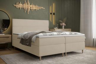 99rooms Clematis Boxspringbett 160x200 cm Strukturstoff LARS Beige