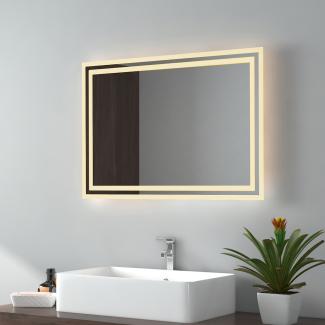 EMKE Badspiegel mit Beleuchtung LED Warmweißes Licht, 70x50cm, IP44 Wasserdicht Wandspiegel