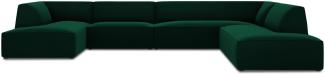 Micadoni 7-Sitzer Samtstoff Panorama Ecke rechts Sofa Ruby | Bezug Bottle Green | Beinfarbe Black Plastic