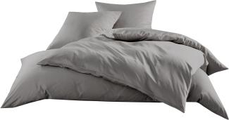 Mako-Satin Baumwollsatin Bettwäsche Uni einfarbig zum Kombinieren (Bettbezug 155 cm x 220 cm, Dunkelgrau) viele Farben & Größen