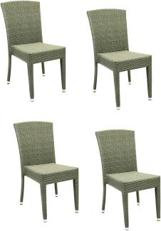 4x KONWAY® MAUI Stapelstuhl Quarz Polyrattan Garten Sessel Stuhl Set stapelbar