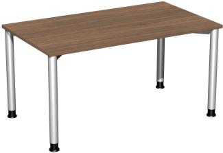 Schreibtisch '4 Fuß Flex' höhenverstellbar, 140x80cm, Nussbaum / Silber