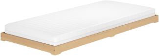 Niederflurbett Bettrahmen Studenten Futon Bodenbett 100x200 Buche Massivholz V-60.66-10Rollrost und Matratze inkl.