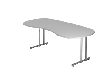 Nierentisch NS20 C-Fuß 200x100cm Grau Gestellfarbe: Chrom