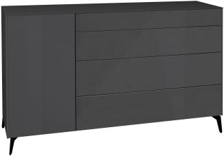 Kommode Elfi 169x42x104 Hochglanz Anthrazit/Glas Anthrazit 14800-mf