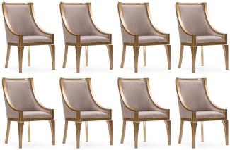 Casa Padrino Luxus Barock Esszimmer Stuhl 8er Set Grau / Gold - Barockstil Küchen Stühle - Prunkvolle Luxus Esszimmer Möbel im Barockstil - Barock Esszimmer Möbel - Edel & Prunkvoll