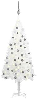 vidaXL Künstlicher Weihnachtsbaum mit LEDs & Kugeln Weiß 120 cm, Mit Beleuchtung [3077718]