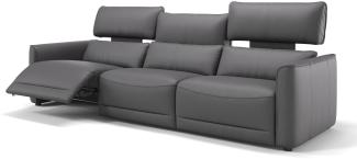Sofanella Dreisitzer GALA Leder XXL Couch in Grau M: 282 Breite x 101 Tiefe