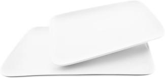 Almina 2er Set Servierteller in Weiß aus Porzellan Trapezförmig