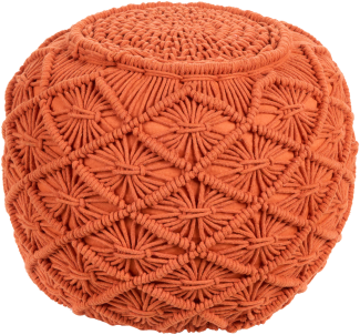 Pouf Makramee Baumwolle orange ⌀ 40 cm BERKANE