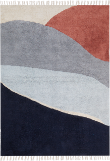 Teppich Baumwolle mehrfarbig blau 140 x 200 cm abstraktes Muster Kurzflor XINALI