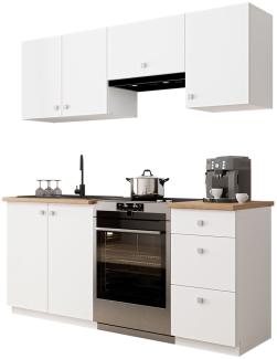 Küchenzeile Brinka 180 I (Farbe: Weiß/Weiß + Artisan Eiche, mit LED Beleuchtung)