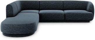 Micadoni 6-Sitzer Ecke links Sofa Miley | Bezug Royal Blue | Beinfarbe Black Plastic