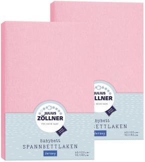 Julius Zöllner Spannbetttuch Jersey 70x140 / 60x120 Rosa Doppelpack