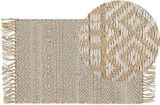 Teppich beige 50 x 80 cm geometrisches Muster Kurzflor zweiseitig DORTYOL