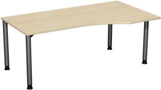PC-Schreibtisch '4 Fuß Flex' rechts, höhenverstellbar, 180x100cm, Ahorn / Anthrazit