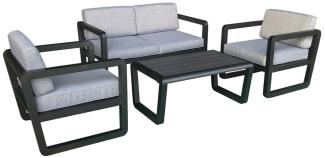 Luxus Premium Garten Lounge schwarz Esstisch Gartenmöbel SET Sitzgruppe inkl. Kissen