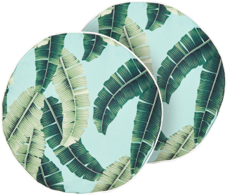 Gartenkissen Blättermotiv grün ⌀ 40 cm 2er Set BOISSANO