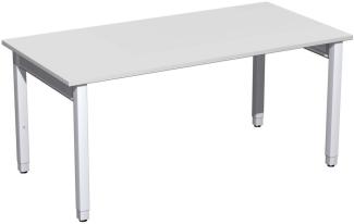 Schreibtisch '4 Fuß Pro Quadrat' höhenverstellbar, 160x80x68-86cm, Lichtgrau / Silber