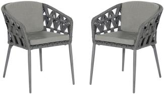 Sonnenpartner 2er-Set Gartensessel Fairmont Aluminium mit Polyrope schwarzgrau Gartenstuhl Sessel
