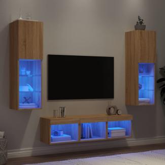 vidaXL 5-tlg. Wohnwand mit LED-Beleuchtung Sonoma-Eiche Holzwerkstoff