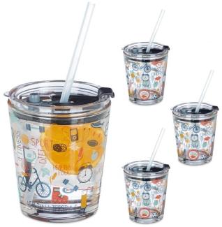 4er Set Glasbecher Sport-Motiv 10036040