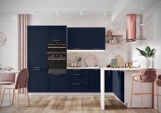 Einbauküche Küchenzeile Adele Blau Matt 240 Cm #L22583