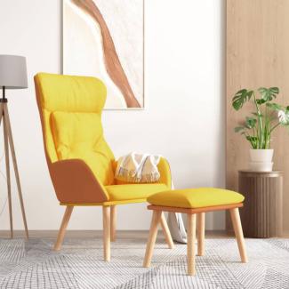 Relaxsessel mit Hocker Senfgelb Kunstleder & Stoff (Farbe: Gelb)