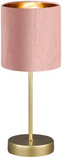 LED Tischlampe mit Lampenschirm Samt Rosa - innen Gold Ø 13cm