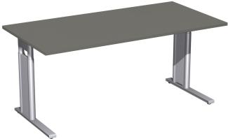 Schreibtisch 'C Fuß Pro' höhenverstellbar, 160x80cm, Graphit / Silber