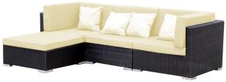 Luxus Premium Garten Lounge SET schwarz-beige Polyrattan Gartenmöbel 17-teilig