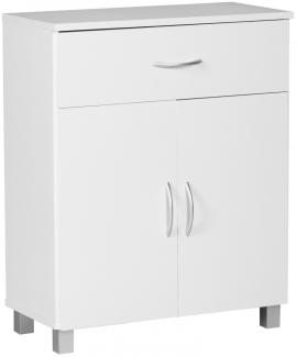 KADIMA DESIGN Sideboard mit 2 Türen und 1 Schublade: Modernes Stauraummöbel. Farbe: Weiß