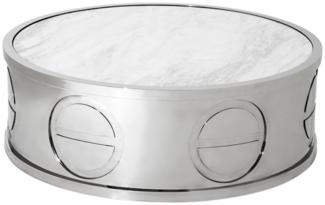 Casa Padrino Luxus Art Deco Designer Couchtisch mit Marmorplatte 100 x H. 32 cm - Wohnzimmer Salon Tisch - Limited Edition