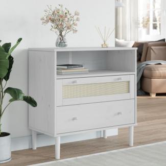 vidaXL Sideboard SENJA Rattan-Optik Weiß 80x40x80 cm Kiefernholz