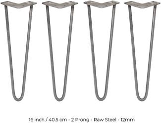 4 x 40.5cm Hairpin Tischbeine 2 Streben - 12mm -