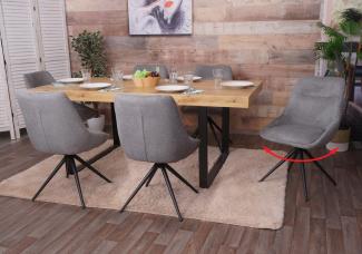 6er-Set Esszimmerstuhl HWC-M65, Küchenstuhl Lehnstuhl Stuhl, drehbar Auto-Position Metall Stoff/Textil ~ grau