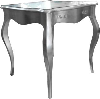 Casa Padrino Barock Esstisch Silber mit Schublade 80 x 80 cm - Esszimmer Tisch Möbel