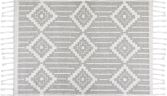 Outdoor Teppich grau weiß 160 x 230 cm orientalisches Muster Kurzflor TABIAT