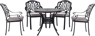 Gartenmöbel Set Aluminium schwarz 4-Sitzer ANCONA