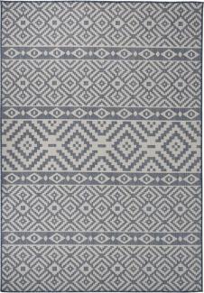 Outdoor-Teppich Flachgewebe 160x230 cm Blau Gestreift