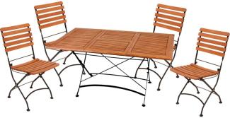 Tischgruppe WIEN, 5 teilig, Tisch, 4 Stühle, Eukalyptus