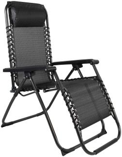 Relax Sessel m. Kopfkissen Gartenstuhl Gartenmöbel Liegesessel verstellbar schwarz/grau