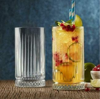 Pasabahce Elysia Longdrink Glas im Retro-Design und Kristall-Look 280ml 4-Stück 520125