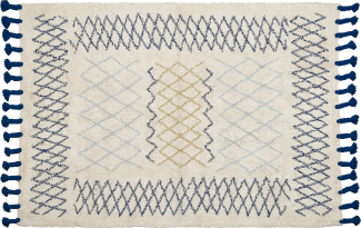 Teppich Baumwolle beige blau 160 x 230 cm geometrisches Muster Kurzflor ERZINCAN