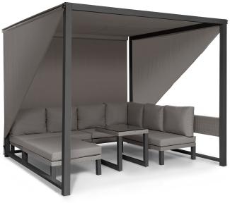 Havanna Pavillon & Lounge-Set 270x230x270cm 4 Zweisitzer Polyrattan Grau