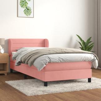 Boxspringbett mit Matratze Rosa 90x190 cm Samt (Farbe: Rosa)